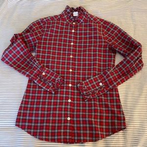 J. Crew Plaid Ruffle Button down